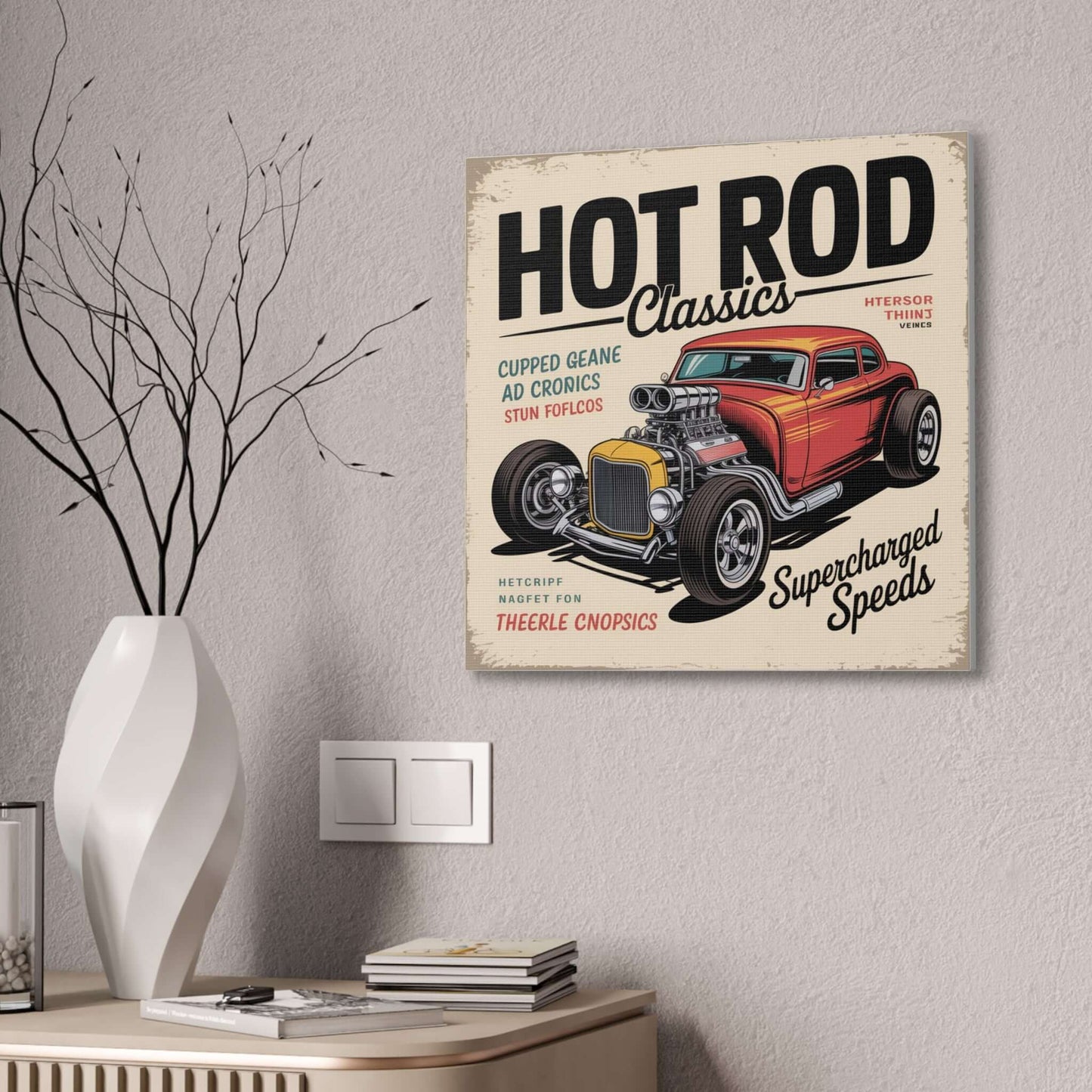 Hot Rod Decor Classics Retro Car Canvas | Vintage Muscle Car Wall Art-Digital Chaotik