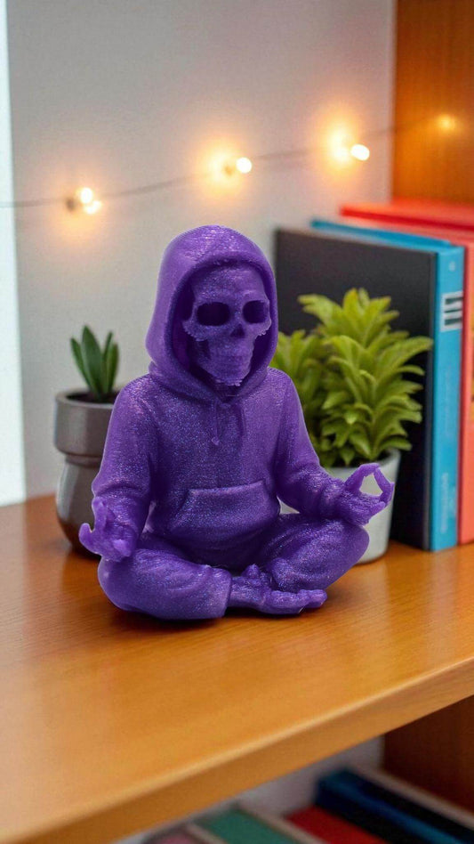 3D Printed Meditating Grim Reaper: Gothic Zen Skeleton Decor-Digital Chaotik