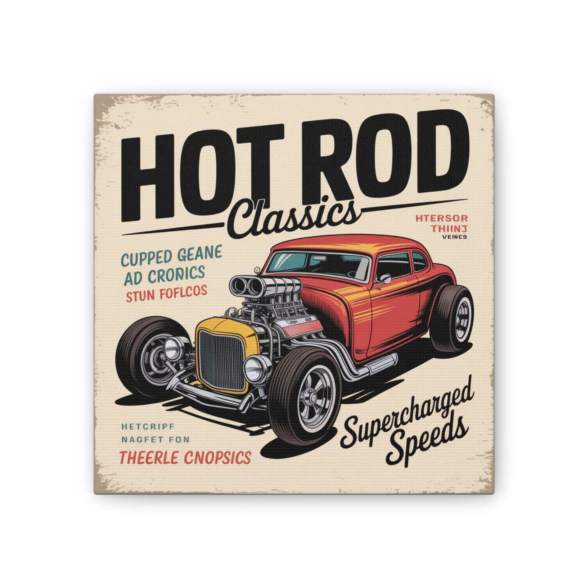 Hot Rod Decor Classics Retro Car Canvas | Vintage Muscle Car Wall Art-Digital Chaotik