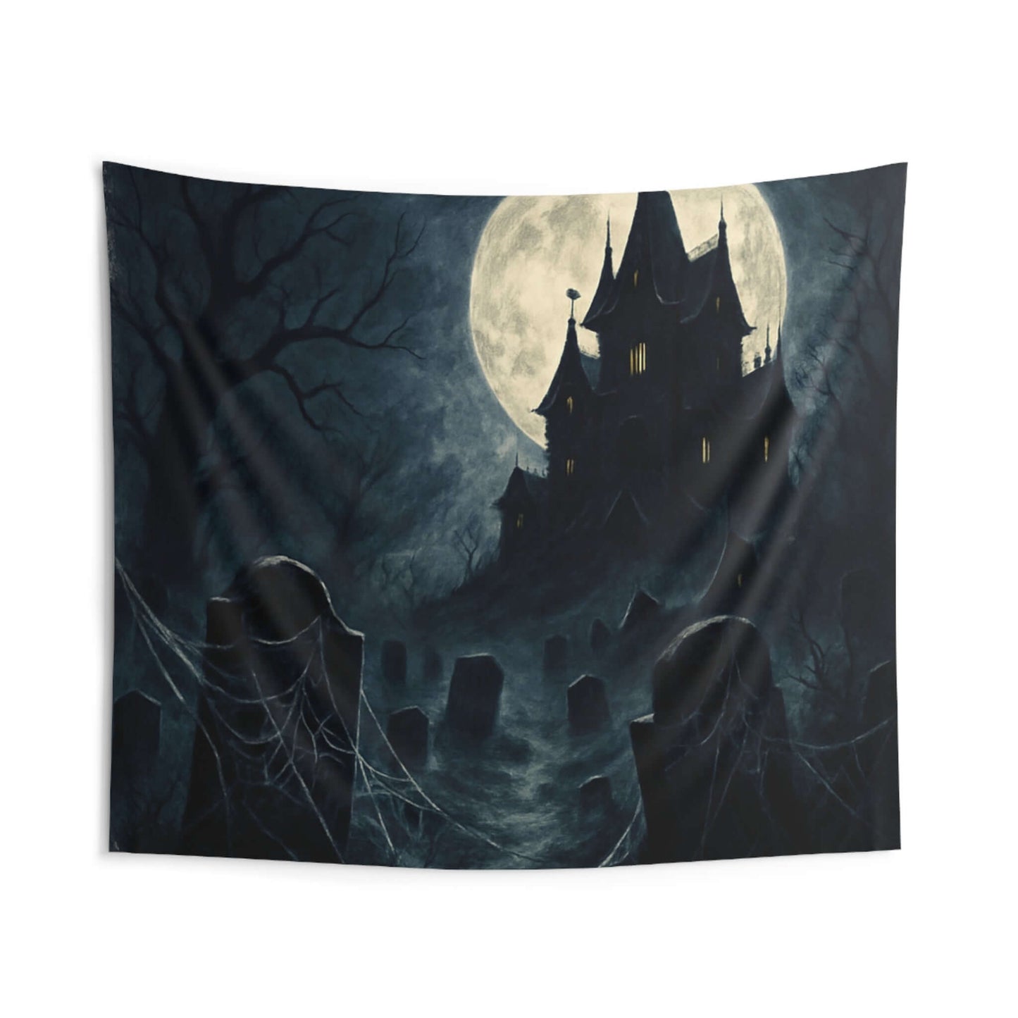 Halloween Tapestry wall, Gothic Decor, Haunted House Tapestry-Digital Chaotik