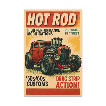 Hot Rod art Retro Car Canvas | 1950s '50s-'60s Custom Drag Strip-Digital Chaotik