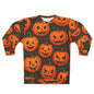 Halloween Sweatshirt, Pumpkin Print Pullover for Fall, Cozy apparel-Digital Chaotik