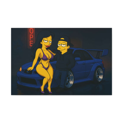 Subaru WRX STI Cartoon Street Racer Canvas Stretched Wall Art-Digital Chaotik