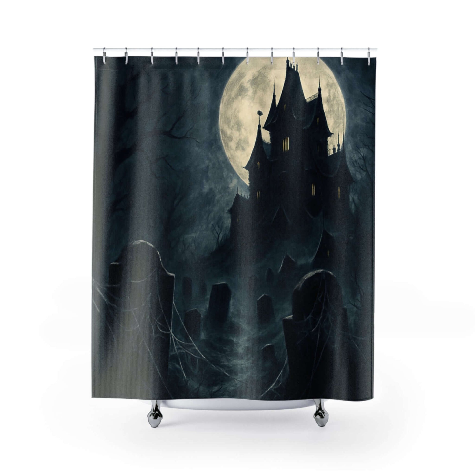 Halloween Shower Curtain, Spooky Bathroom Decor, Gothic Home Accents-Digital Chaotik