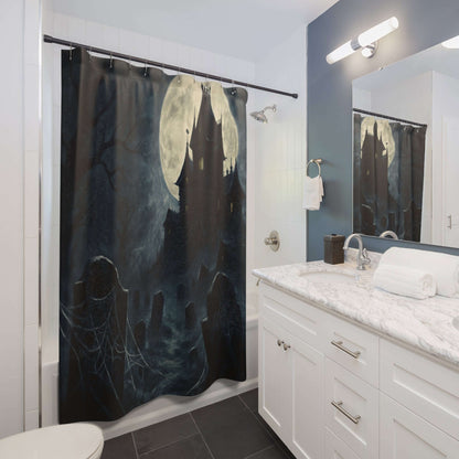 Halloween Shower Curtain, Spooky Bathroom Decor, Gothic Home Accents-Digital Chaotik