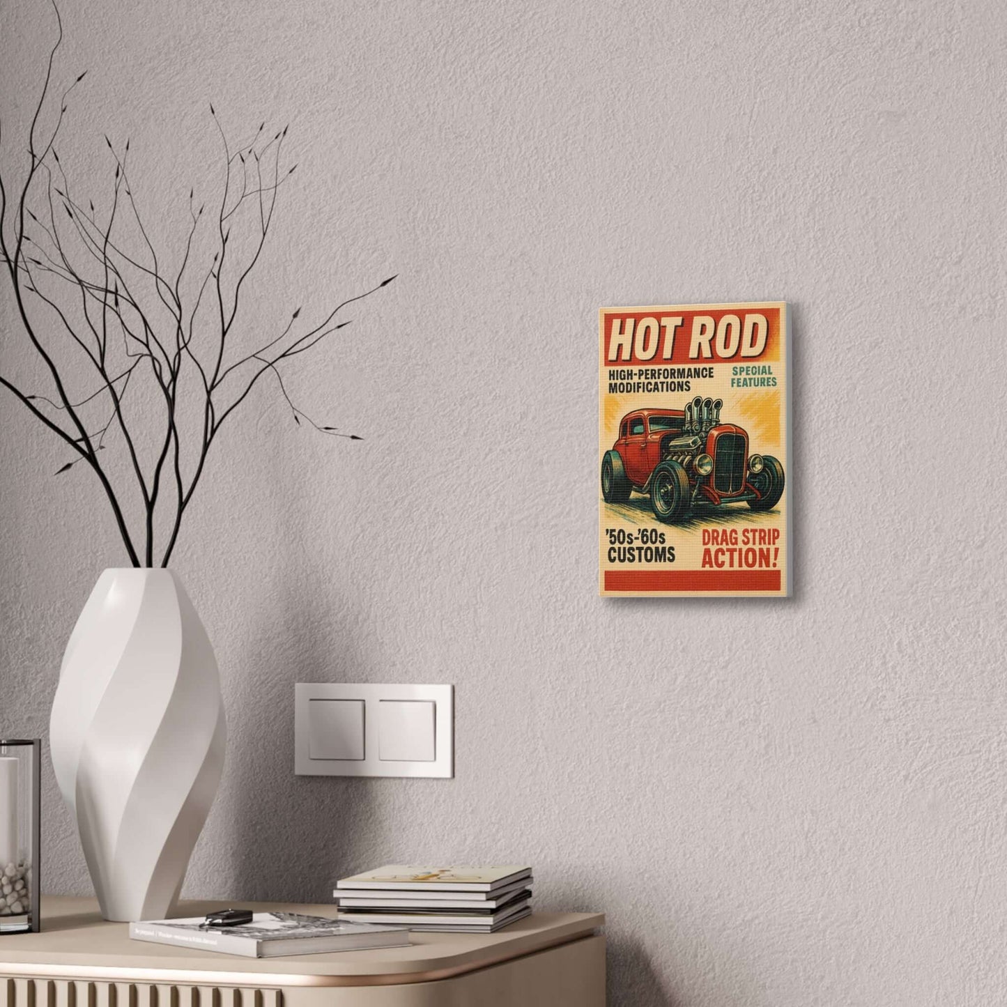 Hot Rod art Retro Car Canvas | 1950s '50s-'60s Custom Drag Strip-Digital Chaotik
