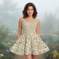 Floral Vintage Skater Dress — Cream Botanical Print - Digital Chaotik
