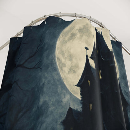Halloween Shower Curtain, Spooky Bathroom Decor, Gothic Home Accents-Digital Chaotik