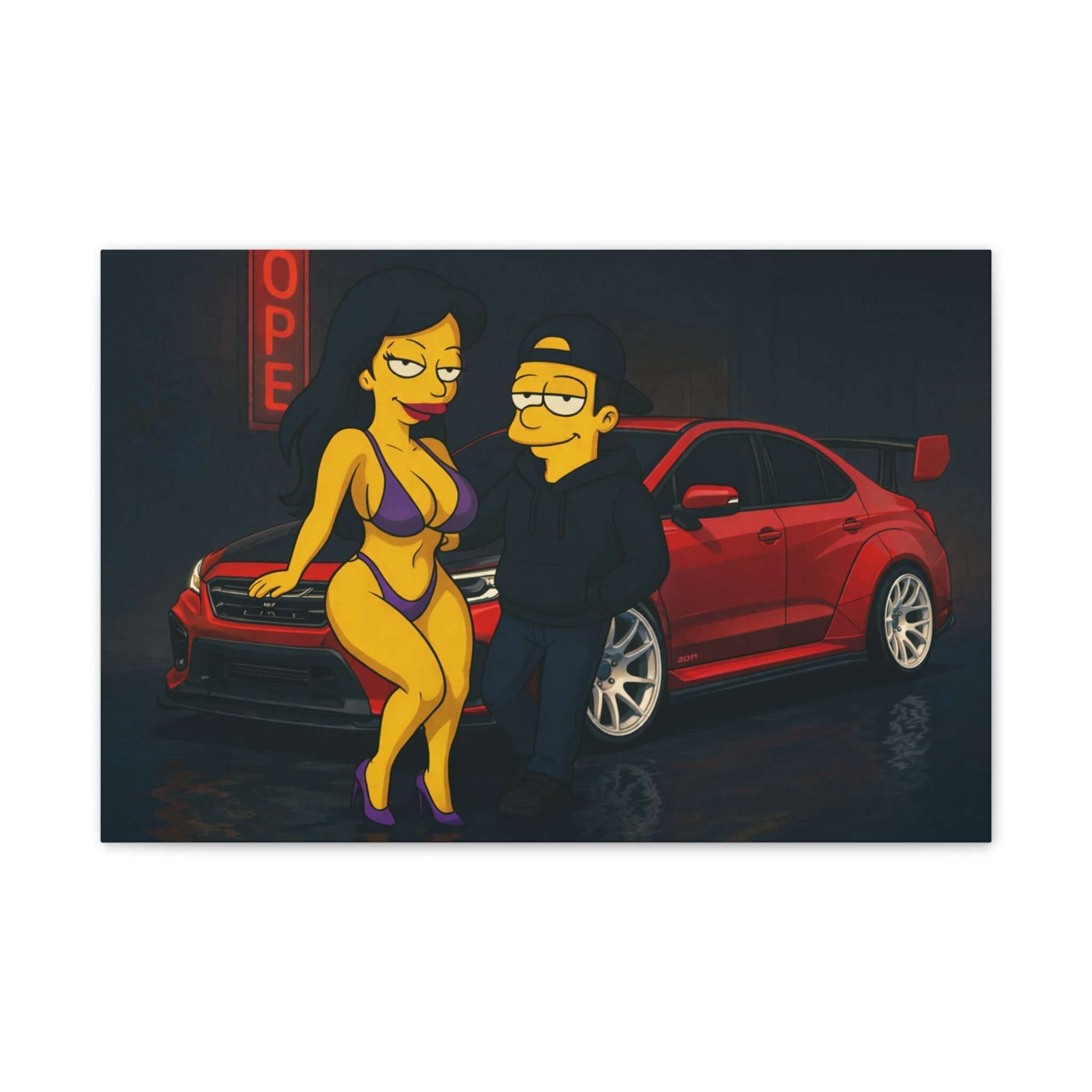 WRX STI picture Cartoon Couple with Canvas-Digital Chaotik