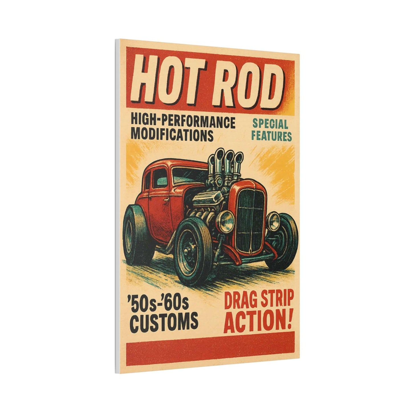 Hot Rod art Retro Car Canvas | 1950s '50s-'60s Custom Drag Strip-Digital Chaotik