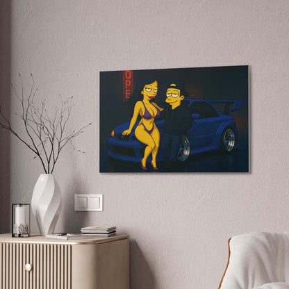 Subaru WRX STI Cartoon Street Racer Canvas Stretched Wall Art-Digital Chaotik