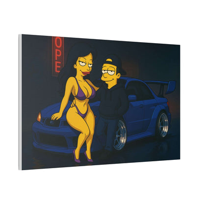 Subaru WRX STI Cartoon Street Racer Canvas Stretched Wall Art-Digital Chaotik