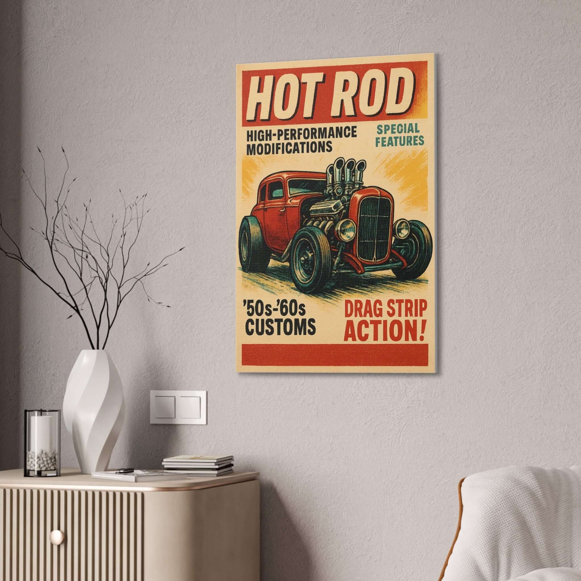 Hot Rod art Retro Car Canvas | 1950s '50s-'60s Custom Drag Strip-Digital Chaotik