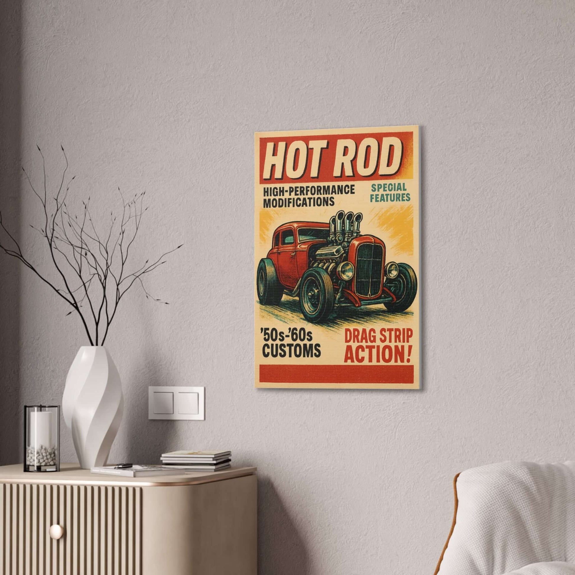 Hot Rod art Retro Car Canvas | 1950s '50s-'60s Custom Drag Strip-Digital Chaotik