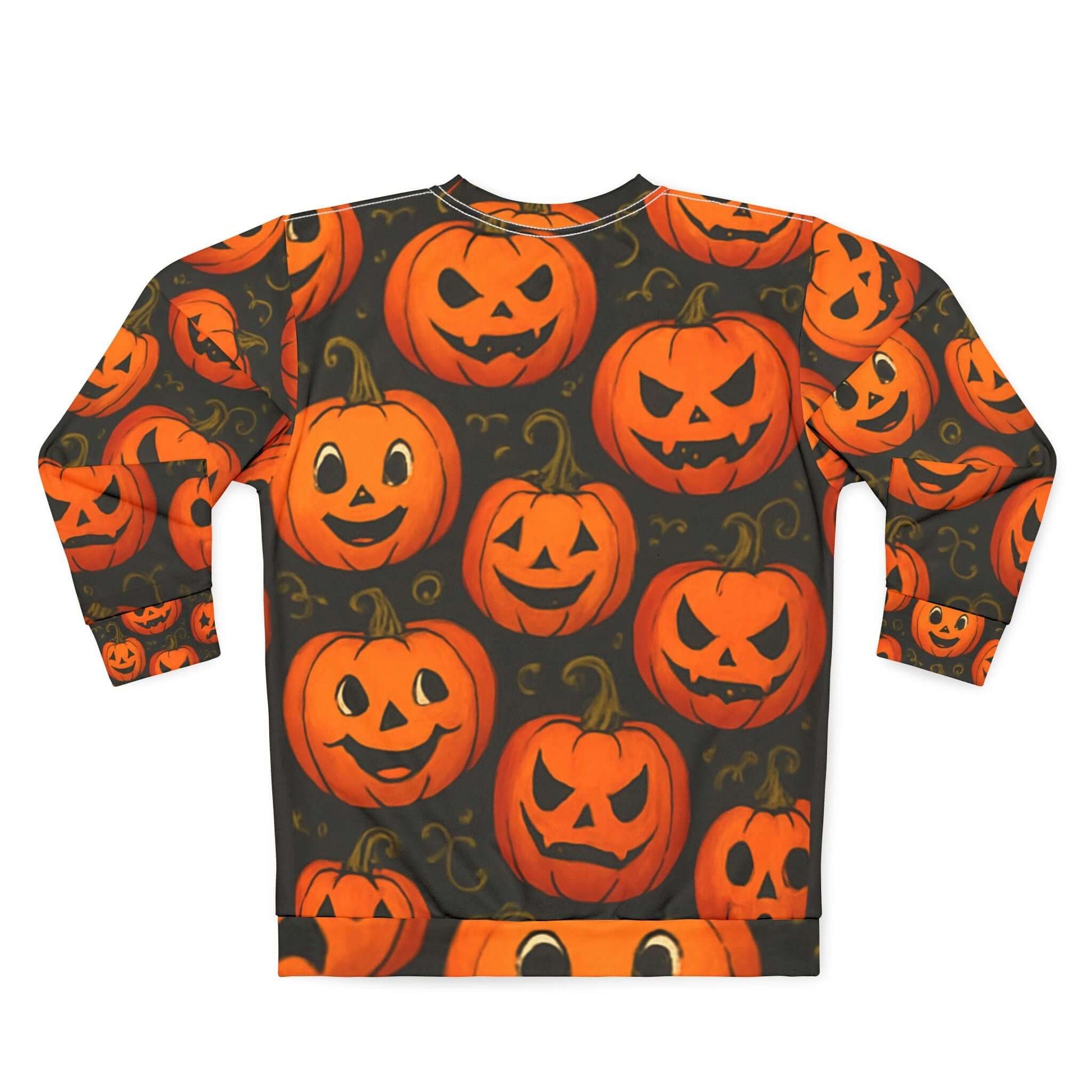 Halloween Sweatshirt, Pumpkin Print Pullover for Fall, Cozy apparel-Digital Chaotik