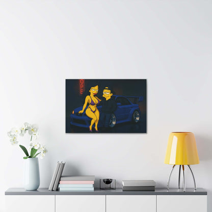 Subaru WRX STI Cartoon Street Racer Canvas Stretched Wall Art-Digital Chaotik