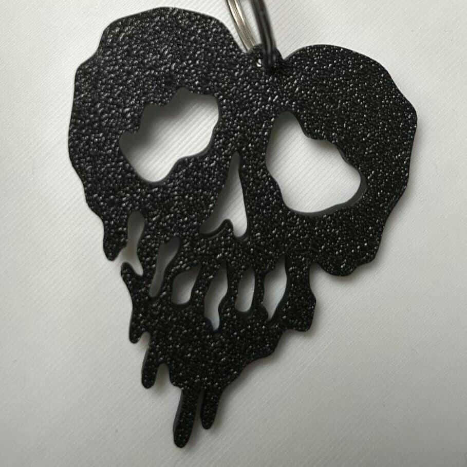Gothic Skull Heart Keychain - Melted Effect-Digital Chaotik