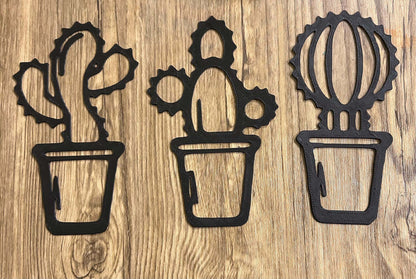 Southwest Charm: Set of 3 Cactus Wall Hangings-Digital Chaotik