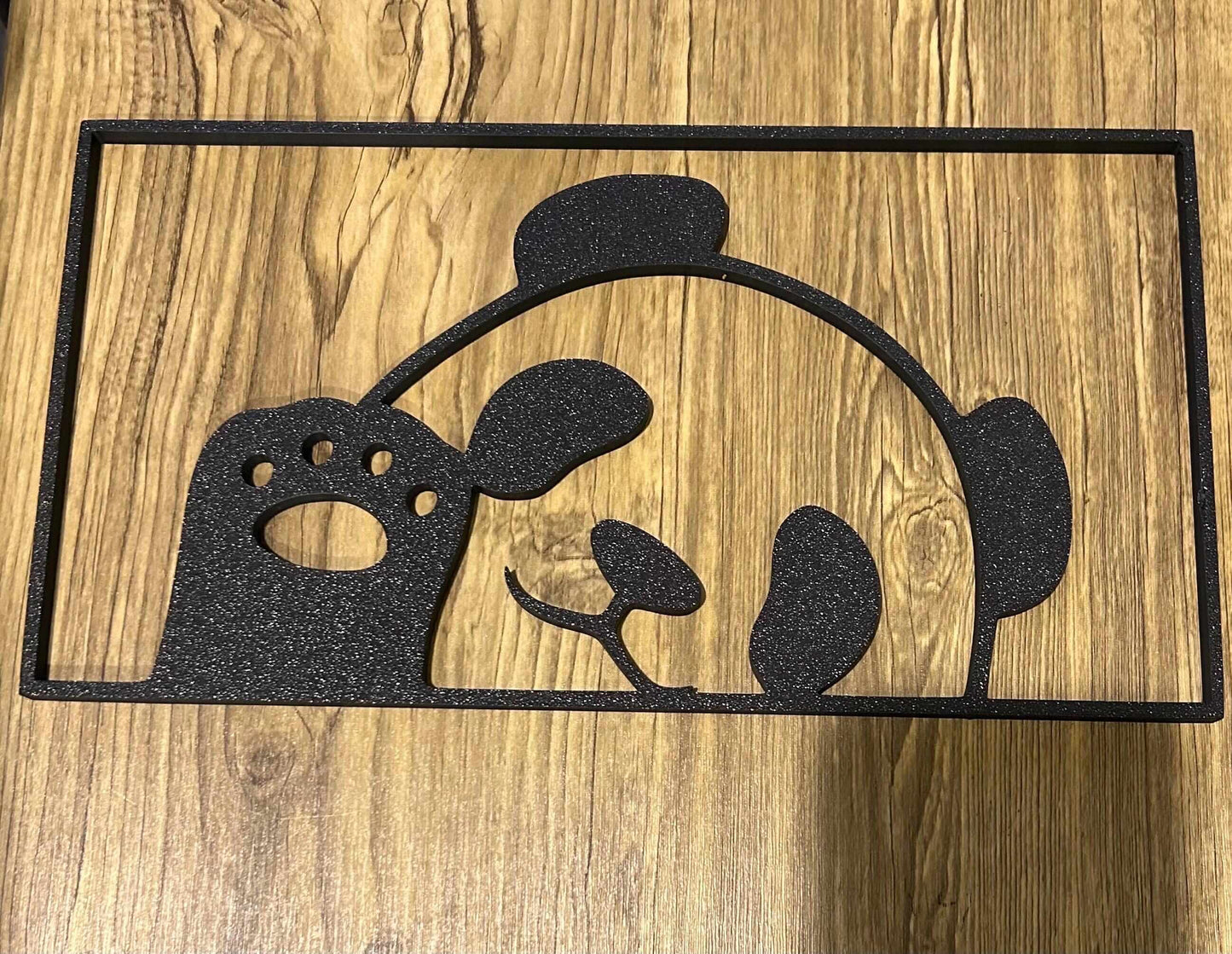 Panda wall decor prints featuring a playful panda silhouette against a wooden background.