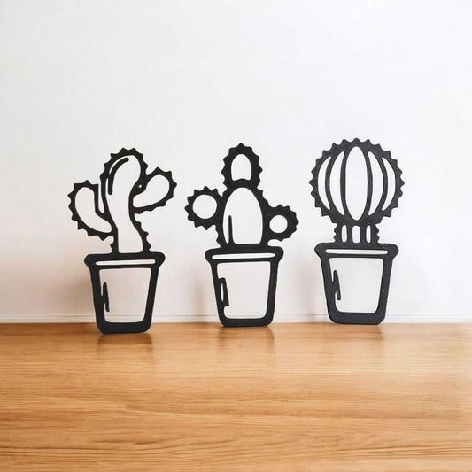 Southwest Charm: Set of 3 Cactus Wall Hangings-Digital Chaotik