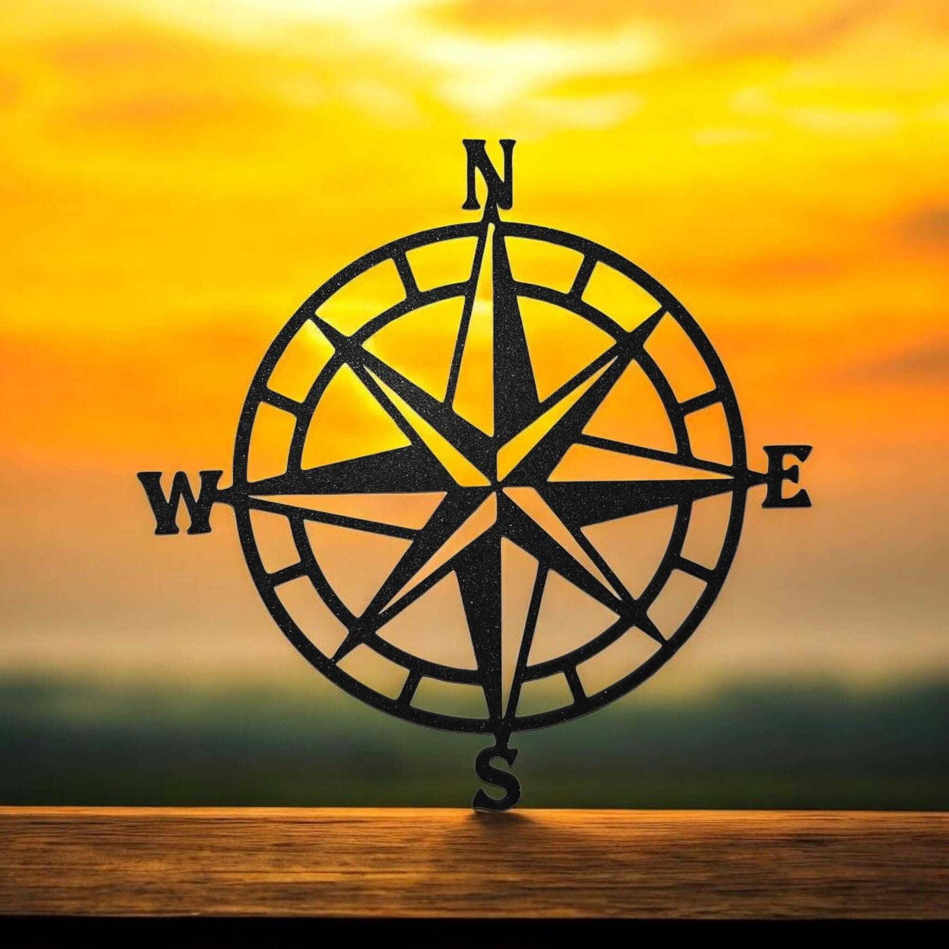 Metal Compass Wall Decor: Boho Living Room Art-Digital Chaotik