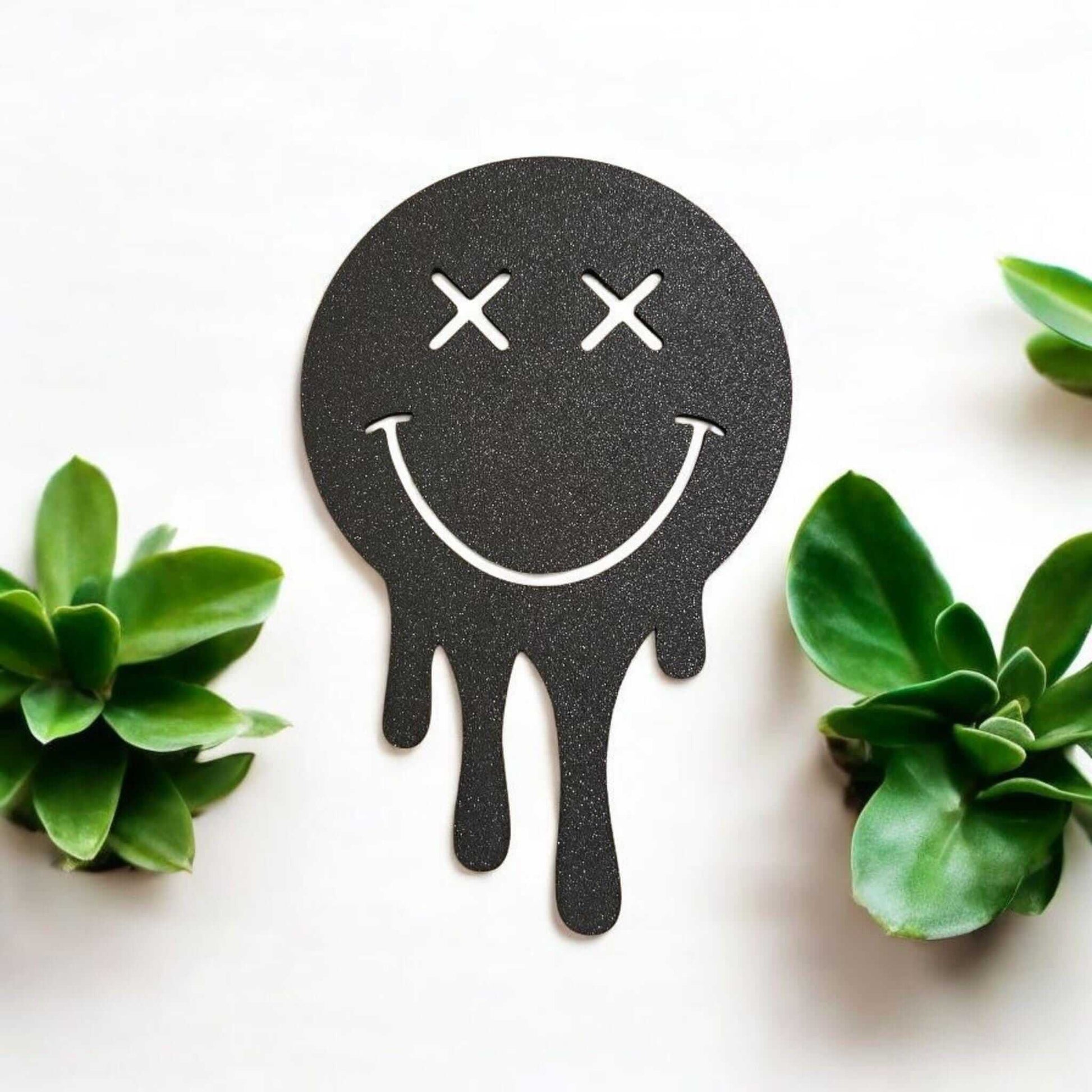 Melting Smiley Face Wall Decor: Playful Trendy Art-Digital Chaotik