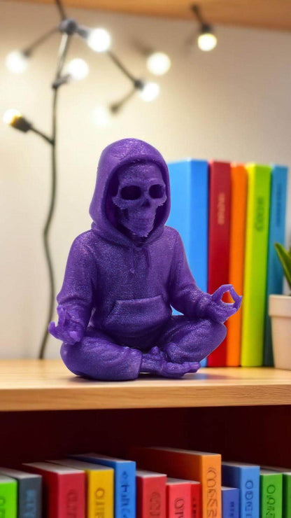 3D Printed Meditating Grim Reaper: Gothic Zen Skeleton Decor-Digital Chaotik