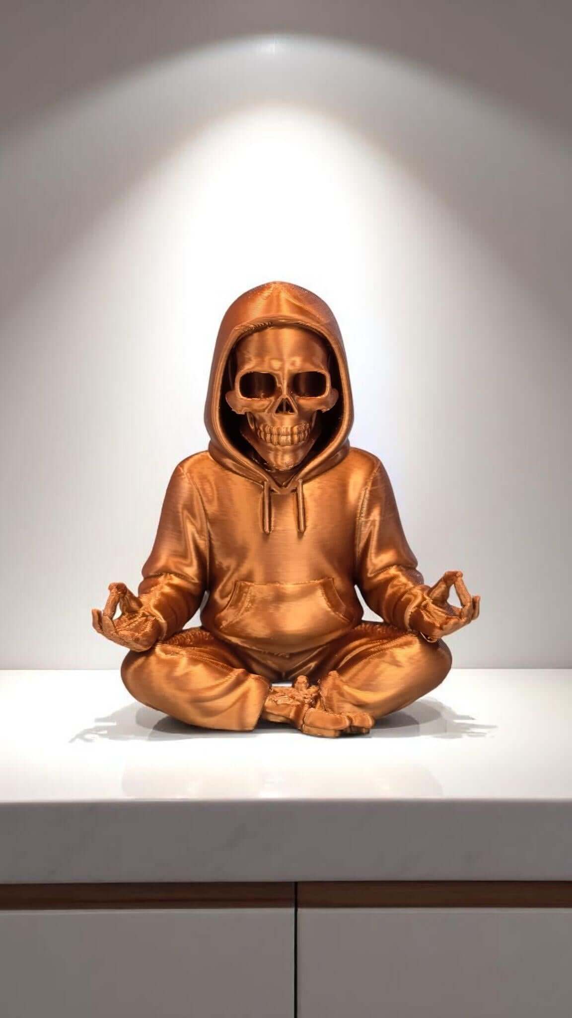 3D Printed Meditating Grim Reaper: Gothic Zen Skeleton Decor-Digital Chaotik