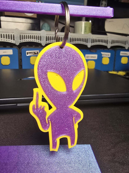 3D Printed Alien Keychain: Sassy Middle Finger - Funny Sci-Fi Gift-Digital Chaotik
