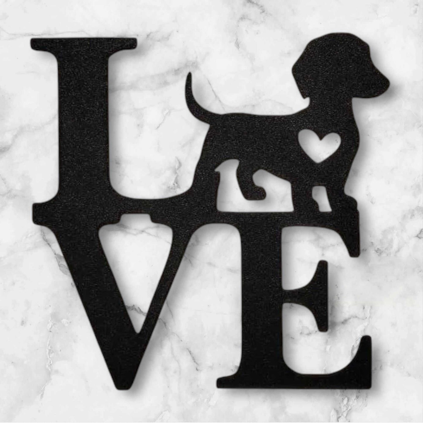 Dachshund Love Wall Decor: Rustic Farmhouse Dog Sign with Heart-Digital Chaotik