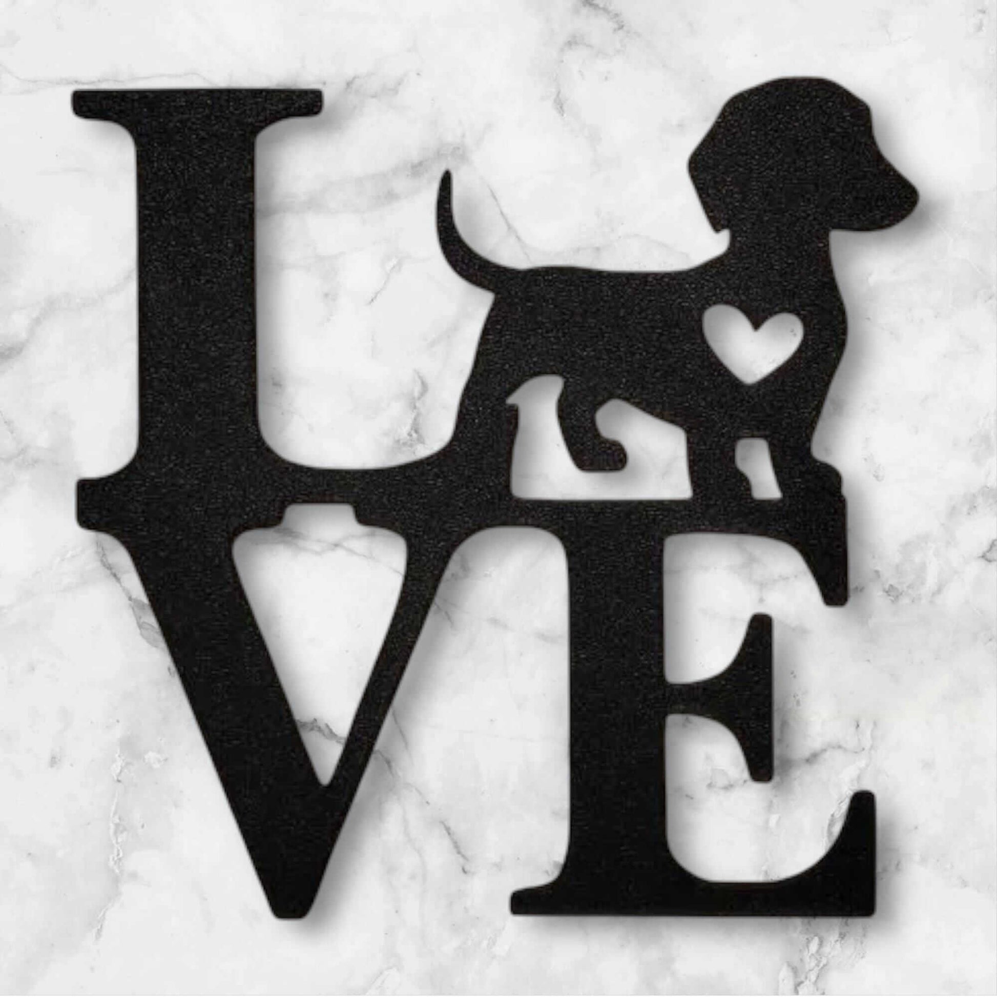 Dachshund Love Wall Decor: Rustic Farmhouse Dog Sign with Heart-Digital Chaotik