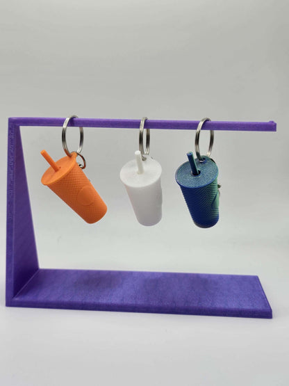 3D Printed Miniature Iced Drink Cup Keychain: Fun Tumbler with Straw-Digital Chaotik