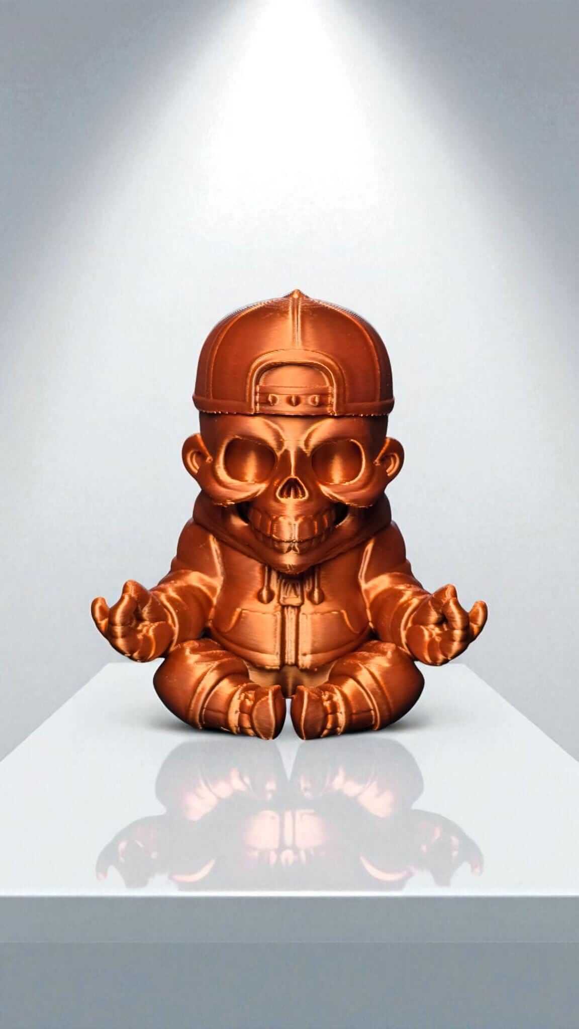 Meditating Skeleton Statue: Copper Metallic Buddha, Urban Streetwear Decor-Digital Chaotik