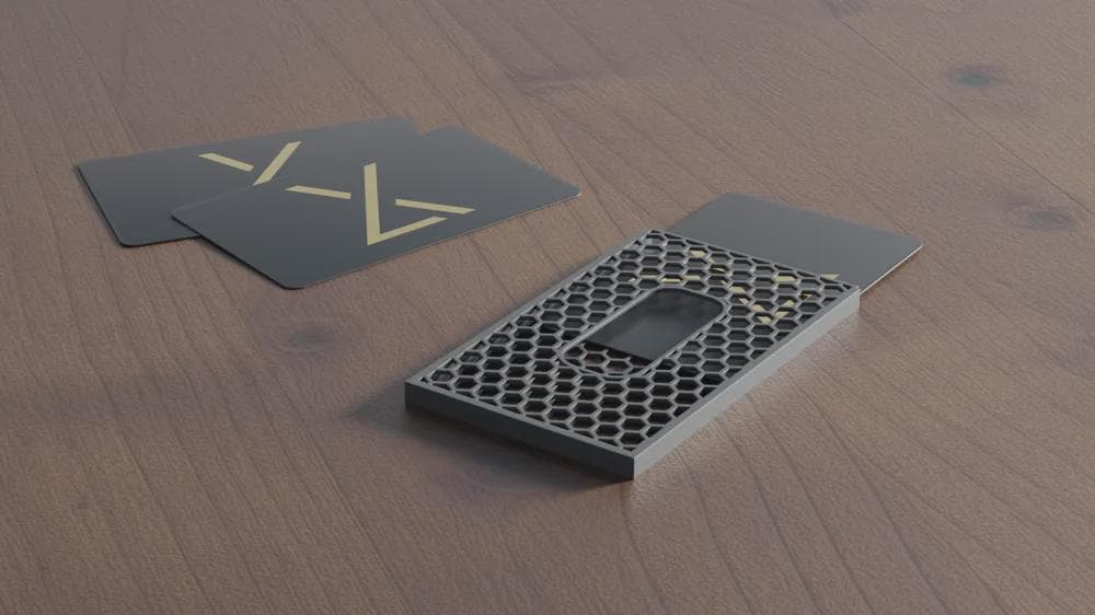 Modern Business Card Holder – Sleek Hex Design | Minimalist Desktop Card Organizer | Luxury Professional Office Accessory-Digital Chaotik