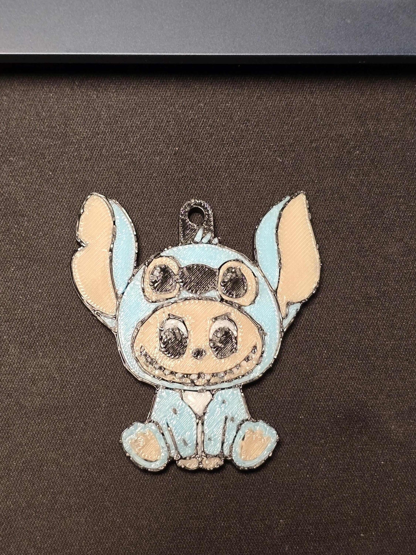 Labubu in Stitch Costume Keychain: 3D Printed Cartoon Charm-Digital Chaotik