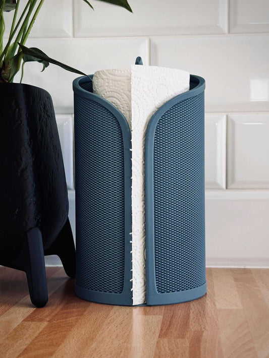 Modern Paper Towel Holder – Vertical Countertop Roll Dispenser | Stylish Kitchen Organizer | Textured Minimalist Design-Digital Chaotik
