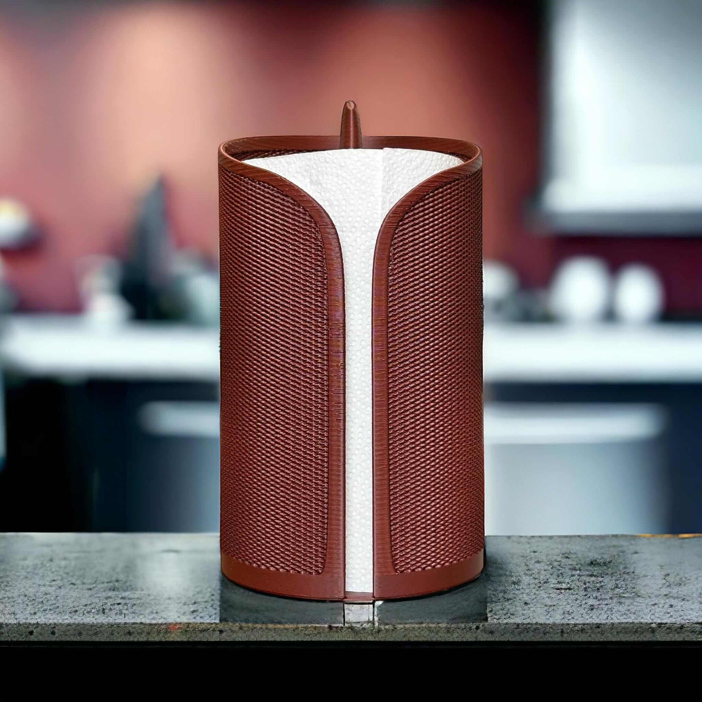 Modern Paper Towel Holder – Vertical Countertop Roll Dispenser | Stylish Kitchen Organizer | Textured Minimalist Design-Digital Chaotik