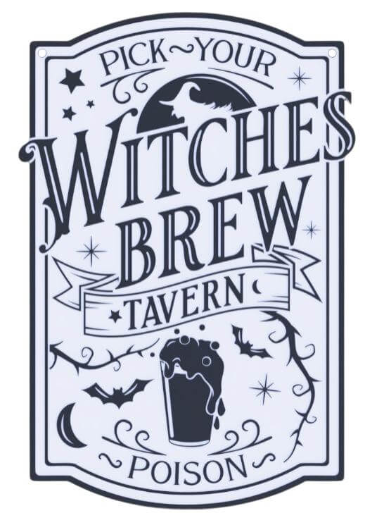 Witches Brew Tavern Halloween Sign: Spooky Gothic Bar Decor-Digital Chaotik