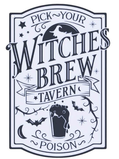 Witches Brew Tavern Halloween Sign: Spooky Gothic Bar Decor-Digital Chaotik