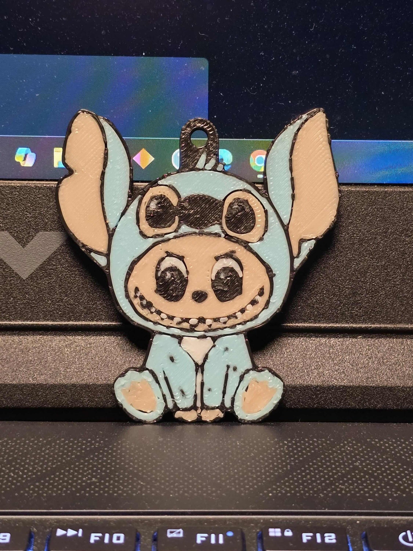 Labubu in Stitch Costume Keychain: 3D Printed Cartoon Charm-Digital Chaotik