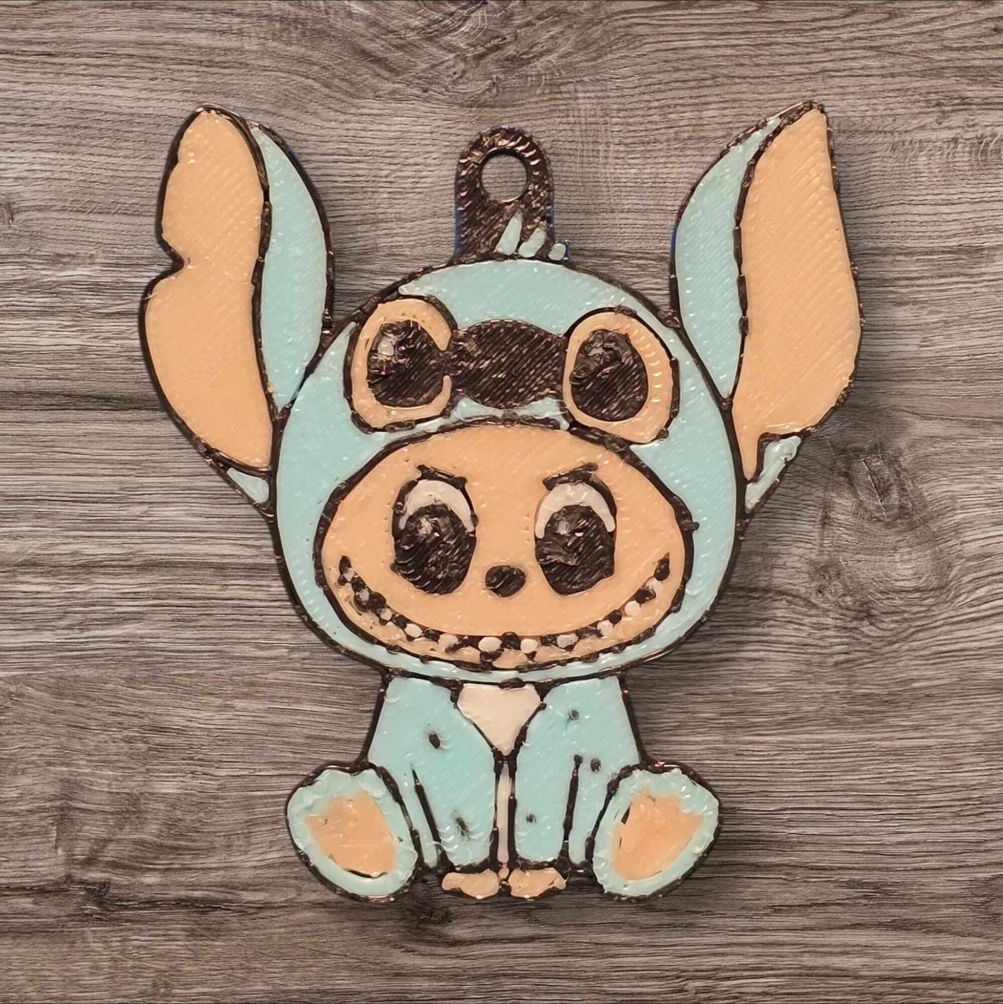 Labubu in Stitch Costume Keychain: 3D Printed Cartoon Charm-Digital Chaotik