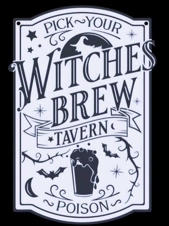 Witches Brew Tavern Halloween Sign: Spooky Gothic Bar Decor-Digital Chaotik
