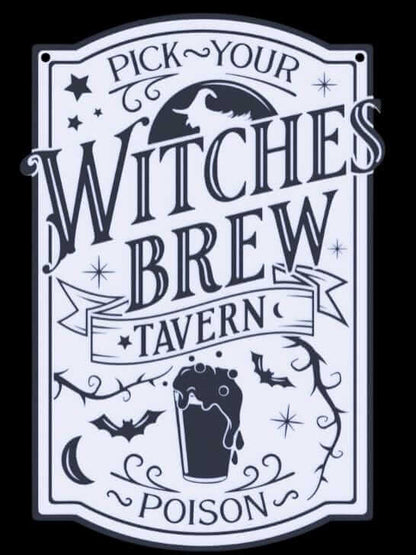 Witches Brew Tavern Halloween Sign: Spooky Gothic Bar Decor-Digital Chaotik