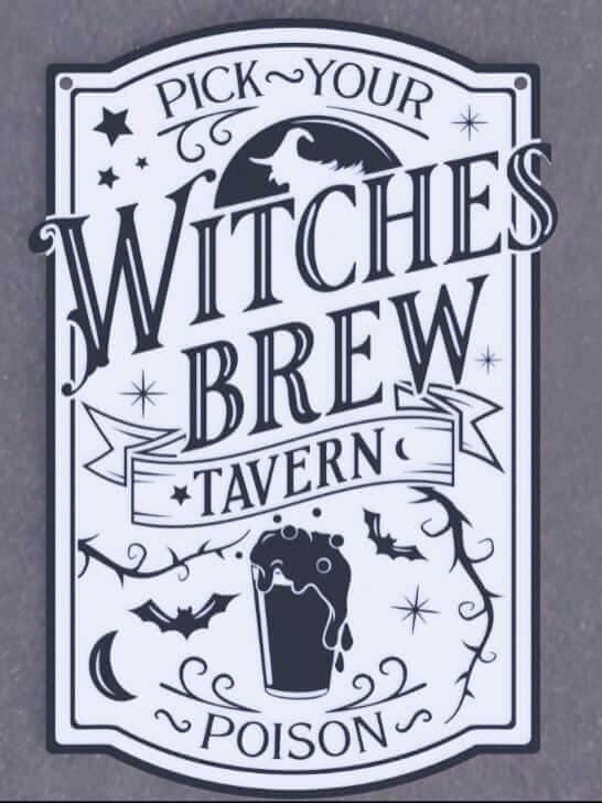 Witches Brew Tavern Halloween Sign: Spooky Gothic Bar Decor-Digital Chaotik