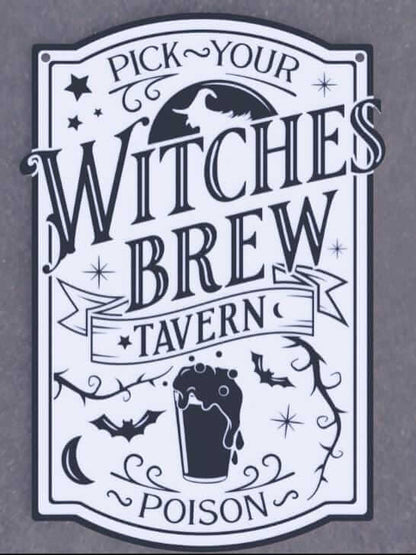 Witches Brew Tavern Halloween Sign: Spooky Gothic Bar Decor-Digital Chaotik