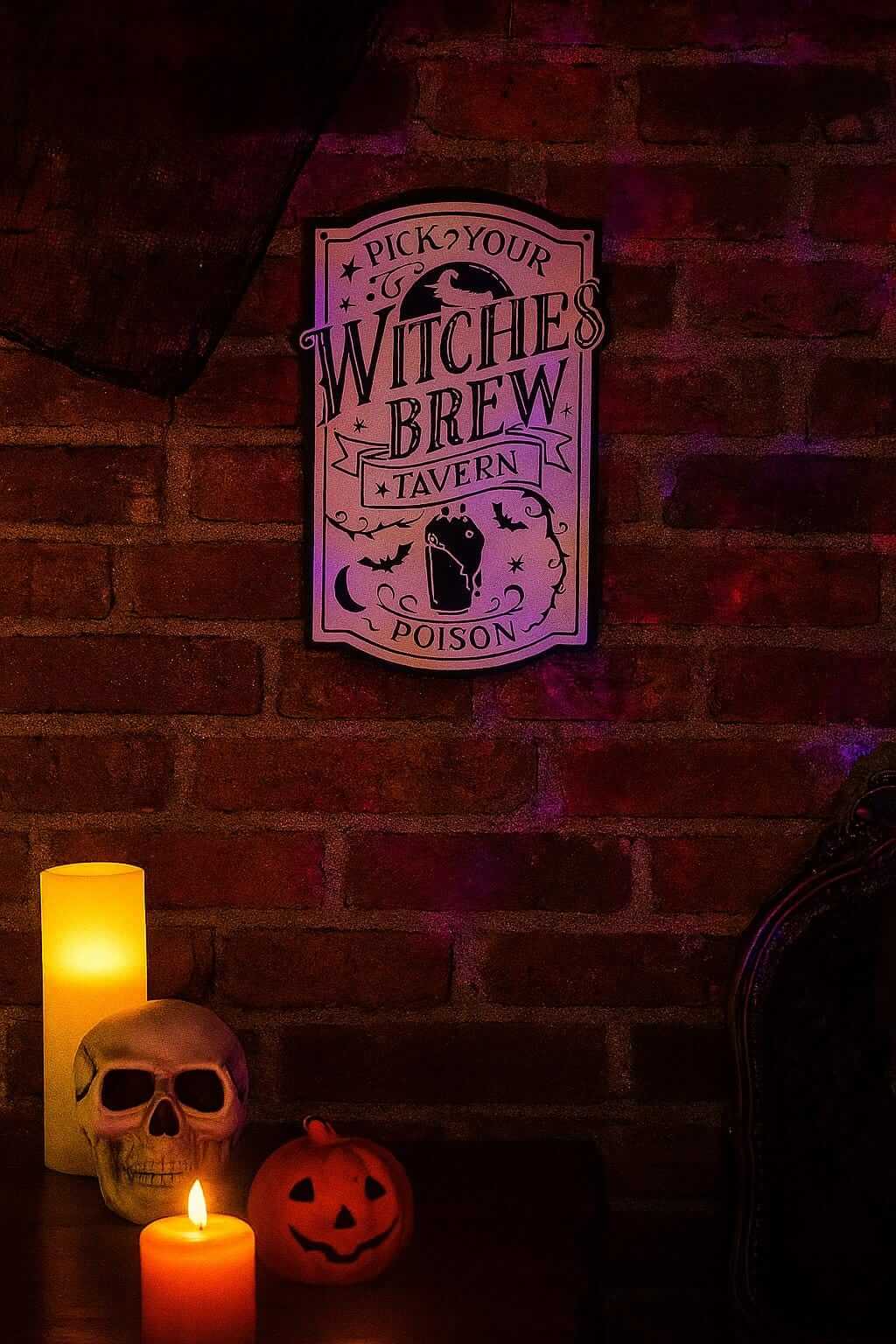 Witches Brew Tavern Halloween Sign: Spooky Gothic Bar Decor-Digital Chaotik