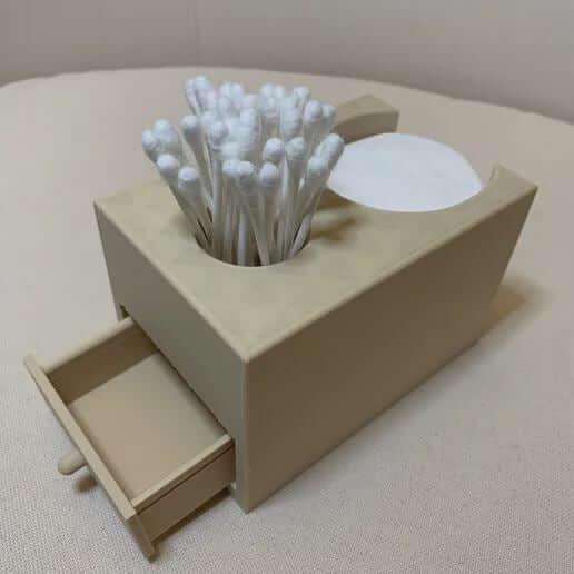 Minimalist Bathroom Organizer with Drawer: Cotton Pad & Q-Tip Storage-Digital Chaotik