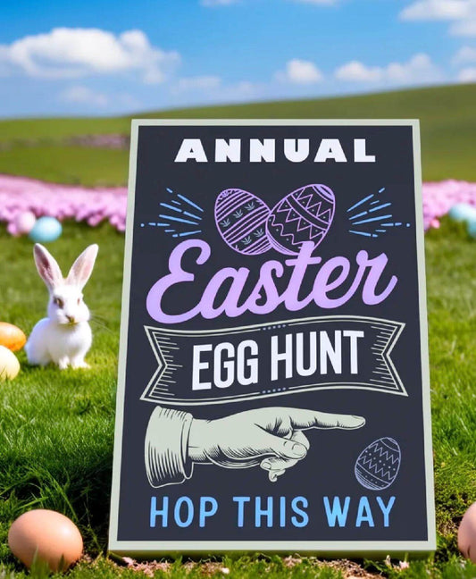Easter Egg Hunt Yard Sign – Spring Bunny Party Decoration-Digital Chaotik