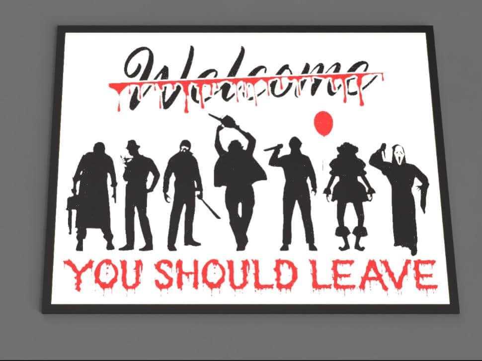 Horror Movie Welcome Sign | Creepy Halloween Decor-Digital Chaotik