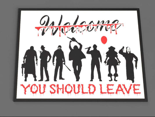 Horror Movie Welcome Sign | Creepy Halloween Decor-Digital Chaotik
